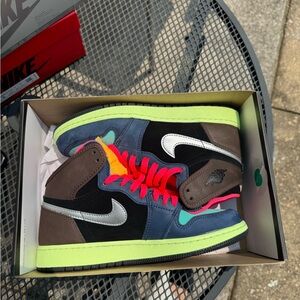 Nike Neon Pink and Black High-Top Sneakers / Tokyo Bio Hacks